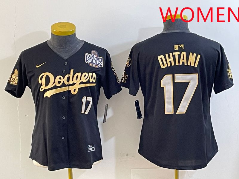 Women Los Angeles Dodgers #17 Ohtani Black Gold Game 2025 Nike MLB Jersey style 3->women mlb jersey->Women Jersey
